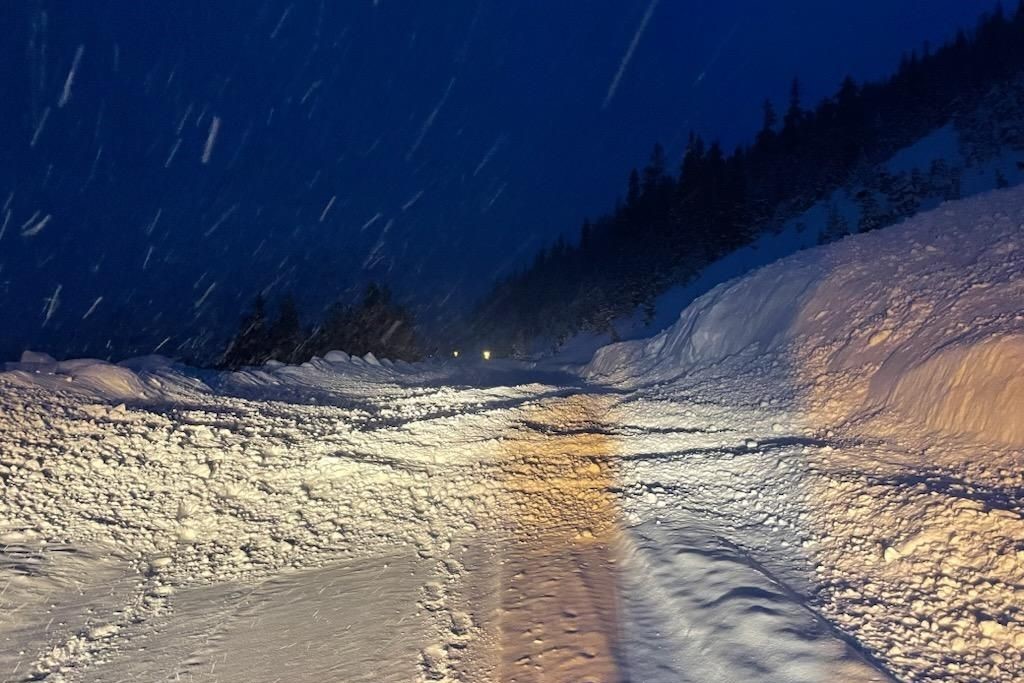 Avalanche debris covering US 6/ Loveland Pass from the Seven Sisters slide paths.