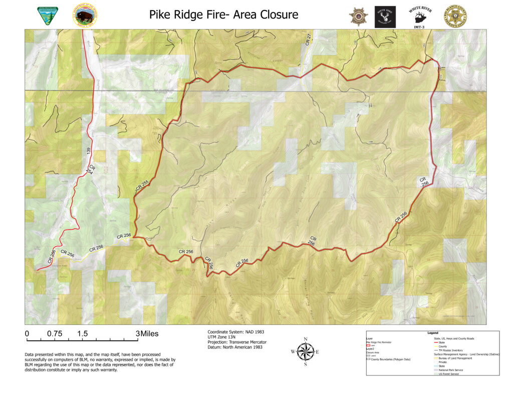 Pike Ridge Fire closure map.